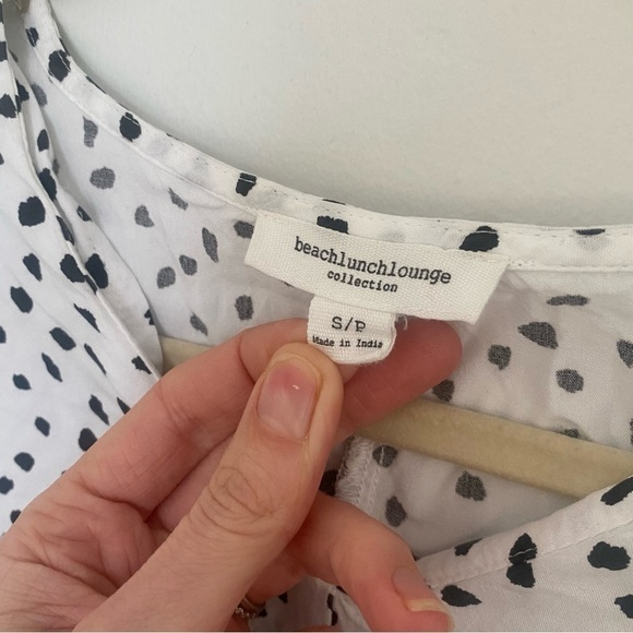 Beach Lunch Lounge Blouse V Neck Polka Dot Top Small - Picture 3 of 4